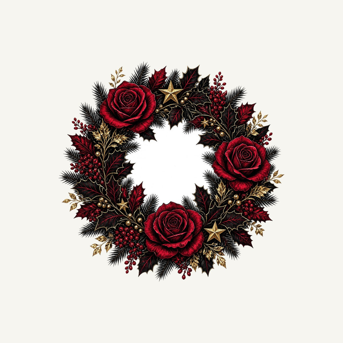 Crimson and Black Rose Wreath Personalised Kids Tee and Baby Bodysuit