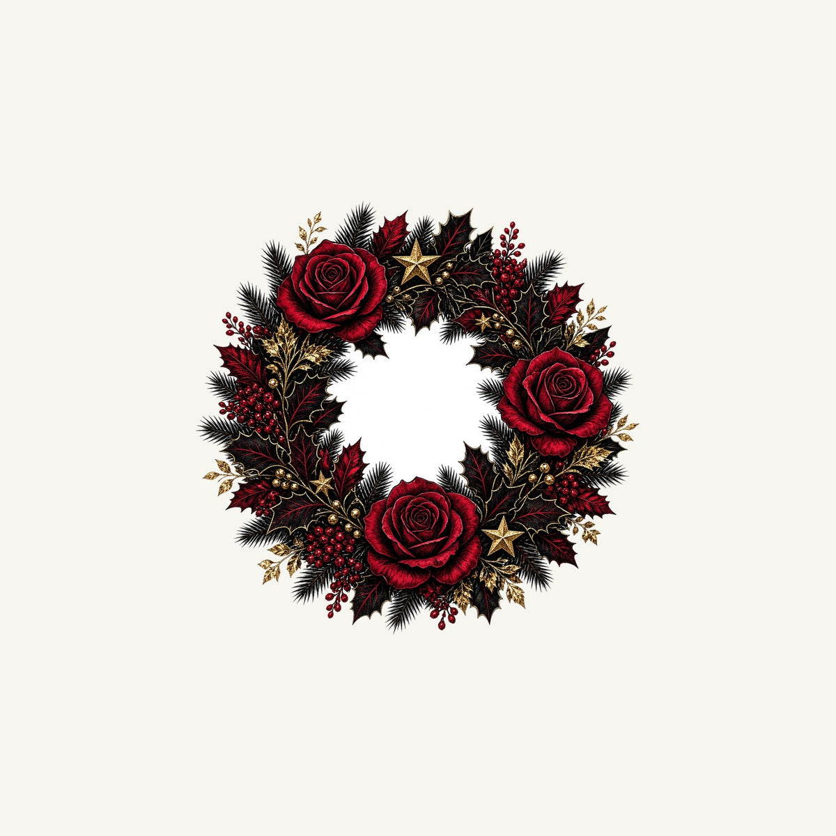 Crimson and Black Rose Wreath Personalised Christmas Mug