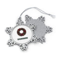 Crimson and Black Rose Wreath Personalised Pewter Christmas Ornament