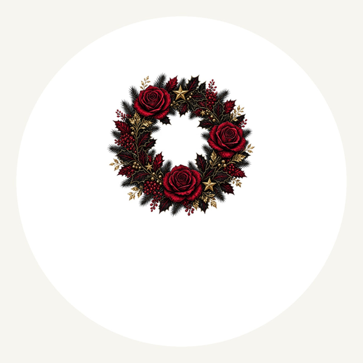 Crimson and Black Rose Wreath Personalised Pewter Christmas Ornament