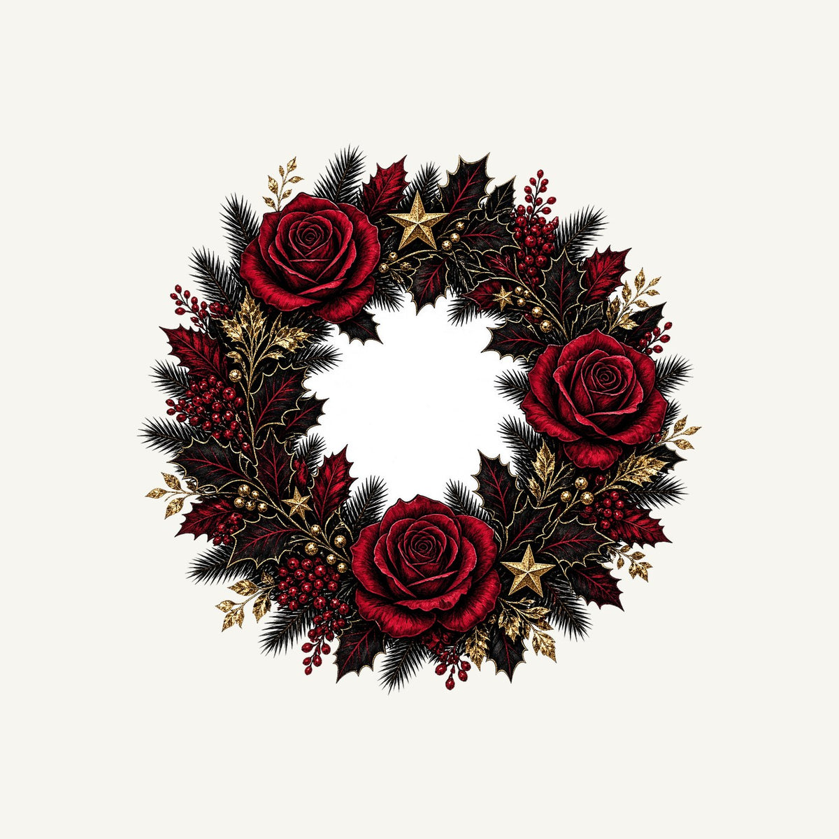 Crimson and Black Rose Wreath Personalised Santa Sack