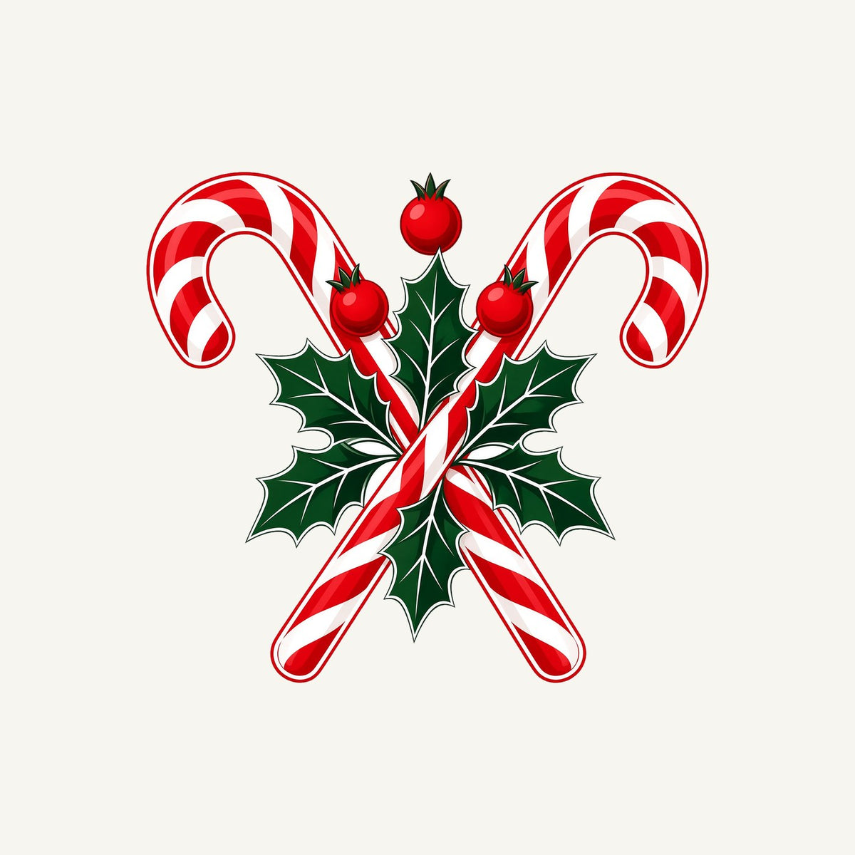 Crossed Candy Canes and Holly Personalised Kids Tee and Baby Bodysuit