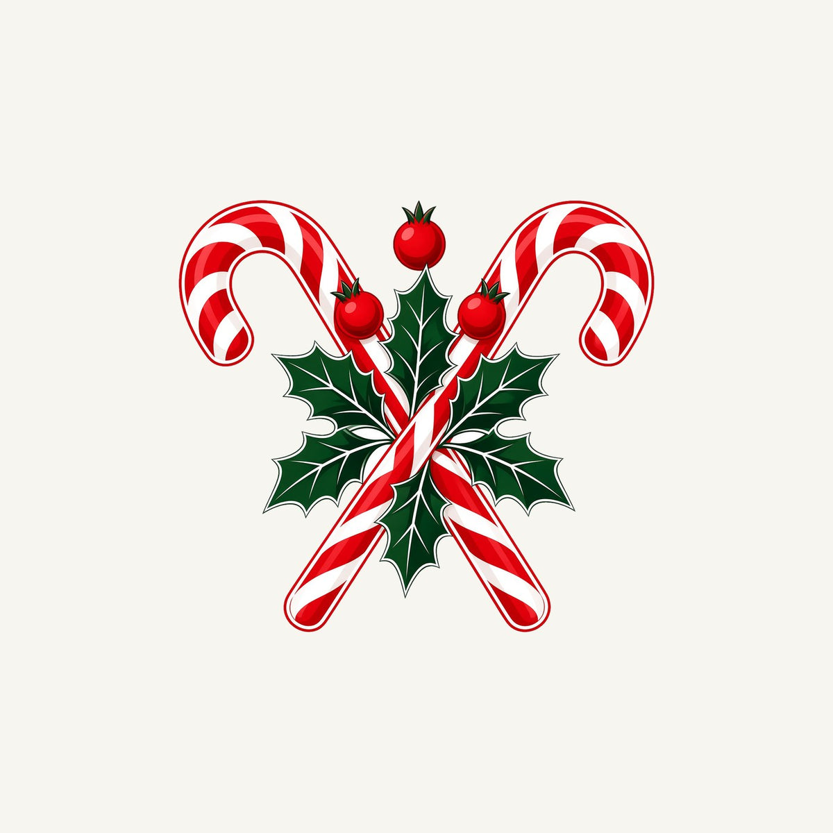Crossed Candy Canes and Holly Personalised Christmas Mug