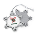 Crossed Candy Canes and Holly Personalised Pewter Christmas Ornament