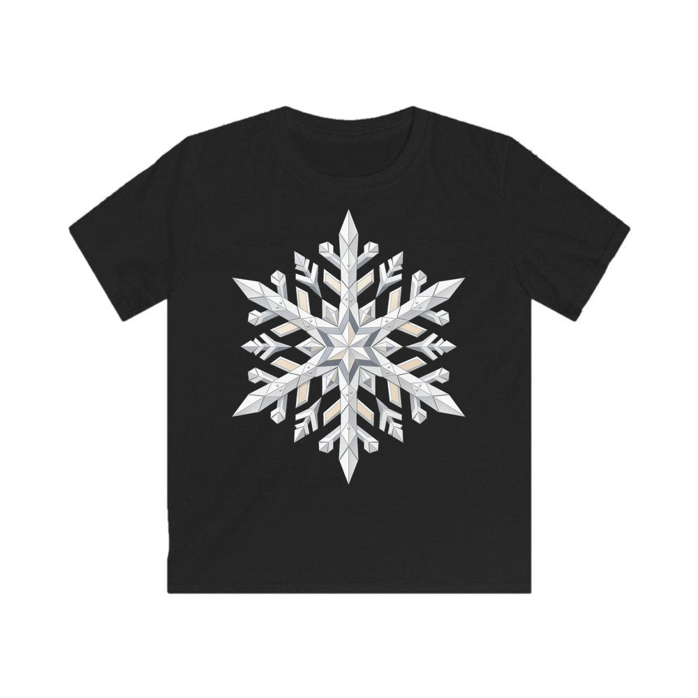 Crystal Cut Snowflake personalised kids Christmas tee in black