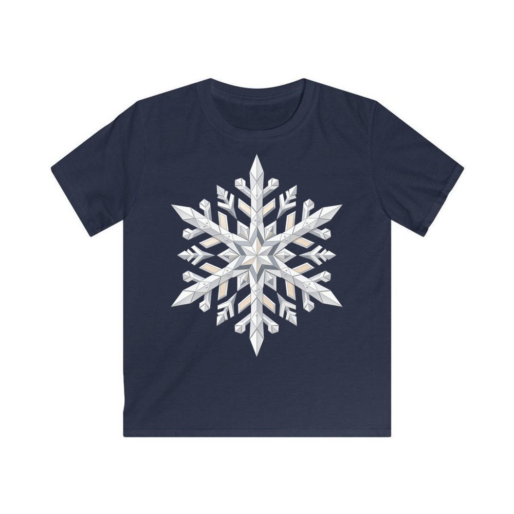 Crystal Cut Snowflake personalised kids Christmas tee in navy