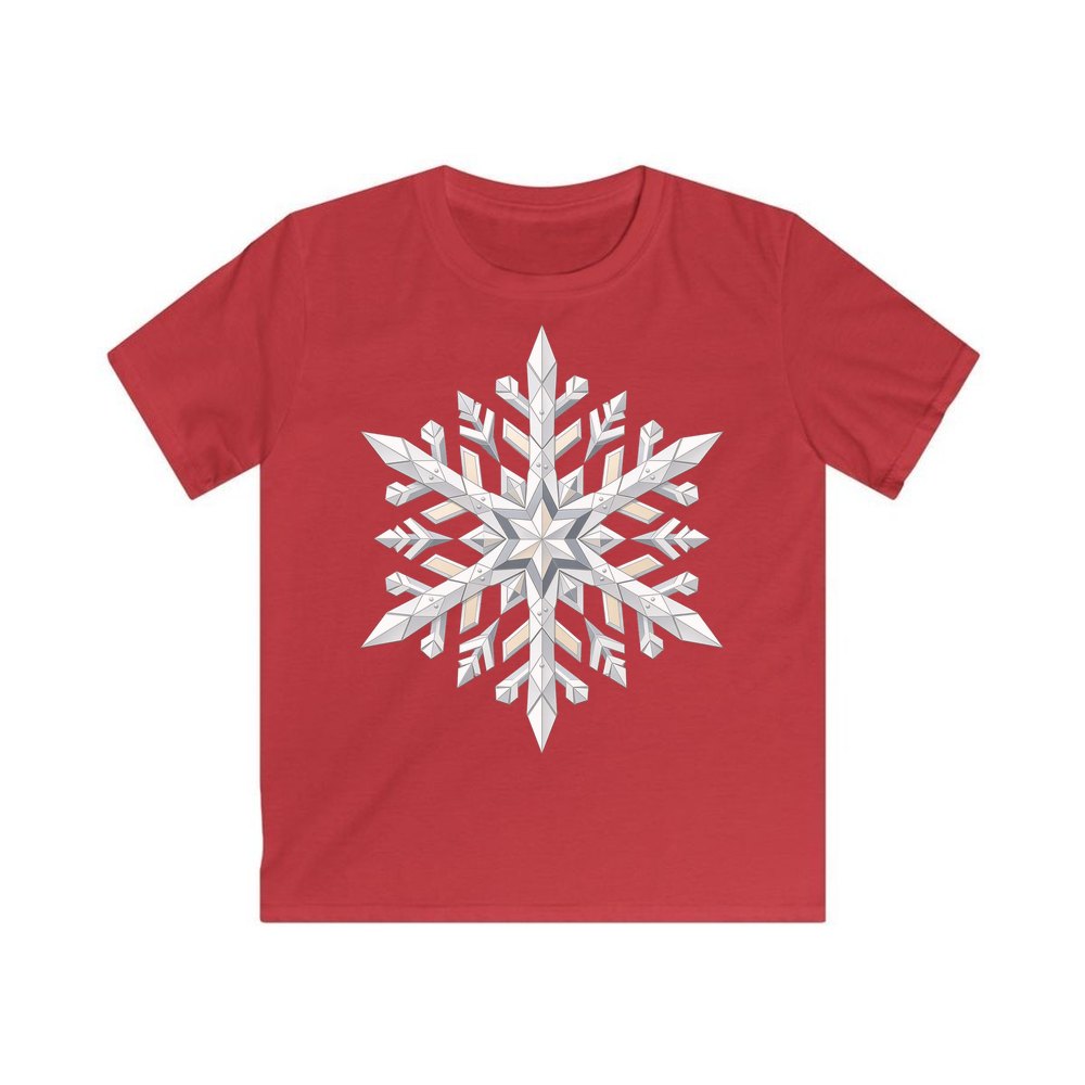 Crystal Cut Snowflake personalised kids Christmas tee in red