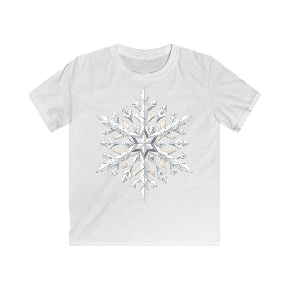 Crystal Cut Snowflake personalised kids Christmas tee in white