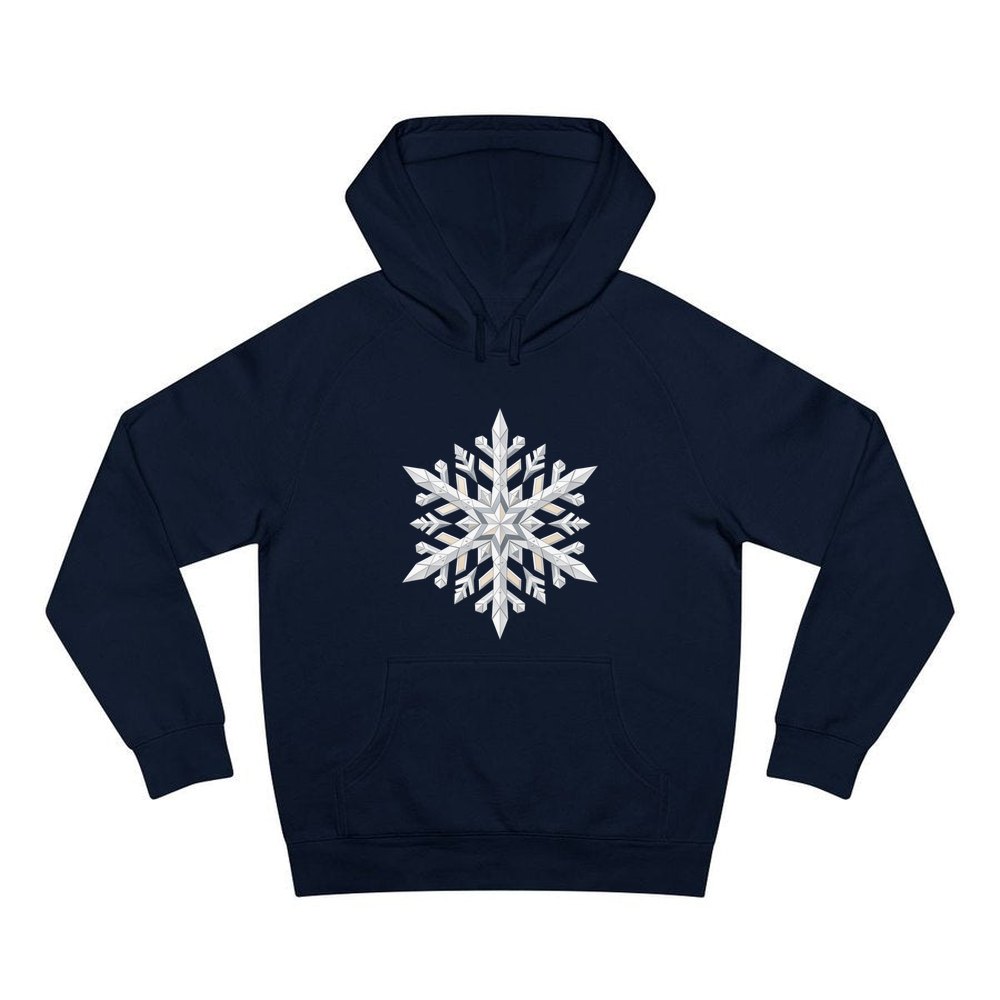 Crystal Cut Snowflake personalised Christmas hoodie in navy