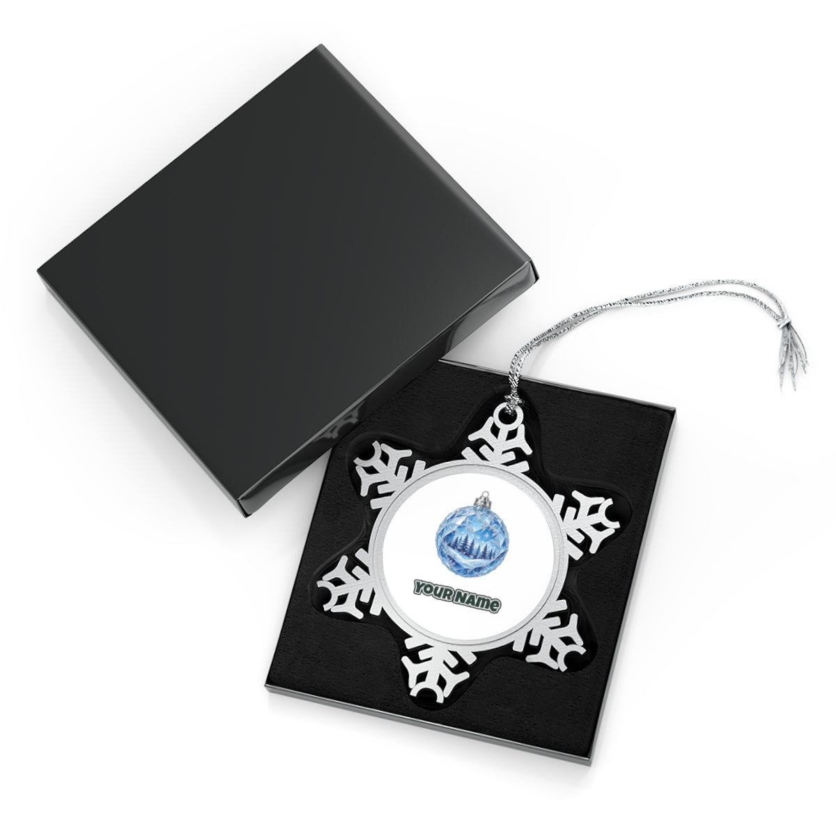 Crystal Forest Bauble Personalised Pewter Christmas Ornament