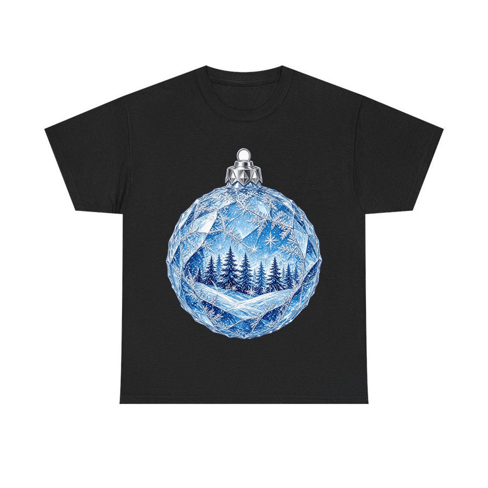 Crystal Forest Bauble personalised Christmas T-shirt in black