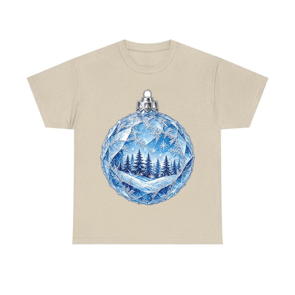 Crystal Forest Bauble personalised Christmas T-shirt in sand