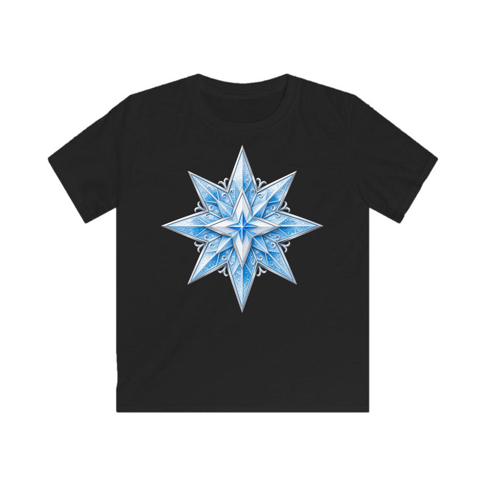 Crystal Ice Star personalised kids Christmas tee in black