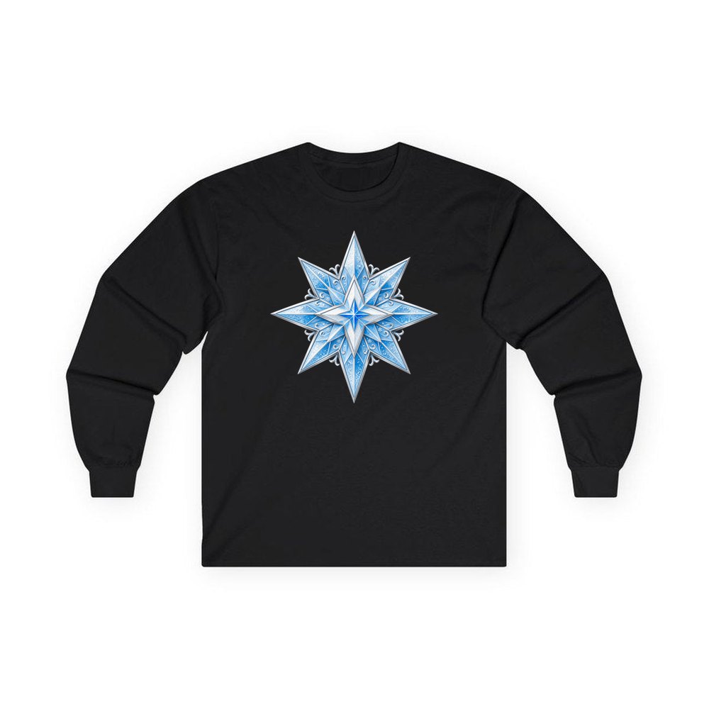 Crystal Ice Star personalised long sleeve Christmas T-shirt in black