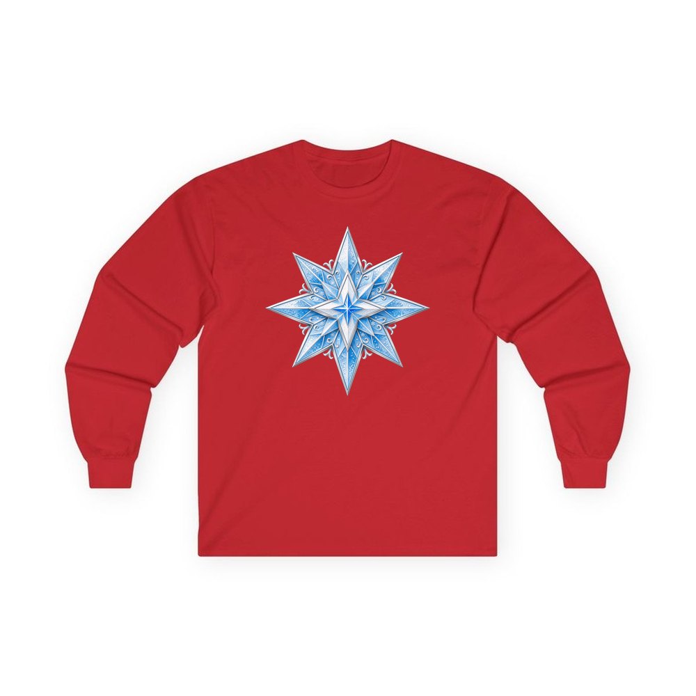 Crystal Ice Star personalised long sleeve Christmas T-shirt in red
