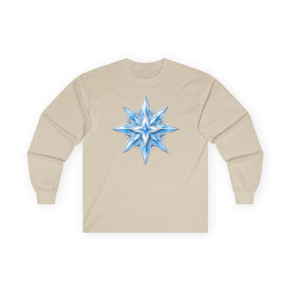 Crystal Ice Star personalised long sleeve Christmas T-shirt in sand