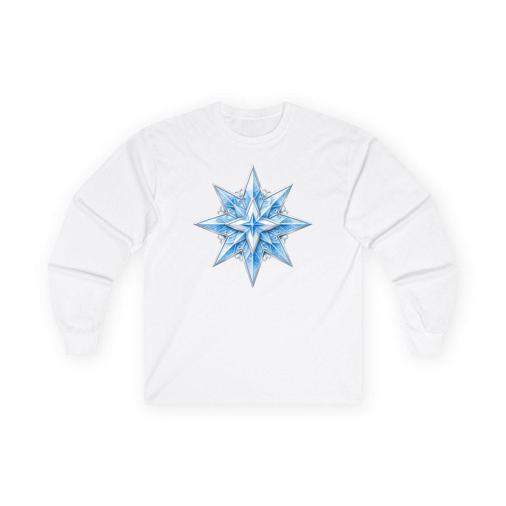 Crystal Ice Star personalised long sleeve Christmas T-shirt in white