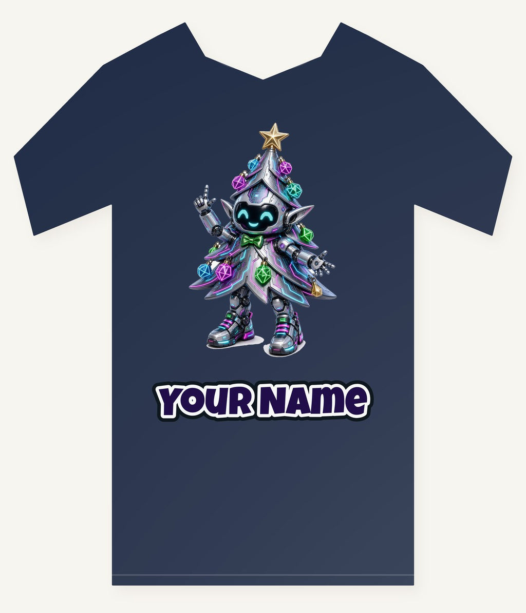 Cyber Christmas Tree Personalised Kids and Baby Christmas Tee