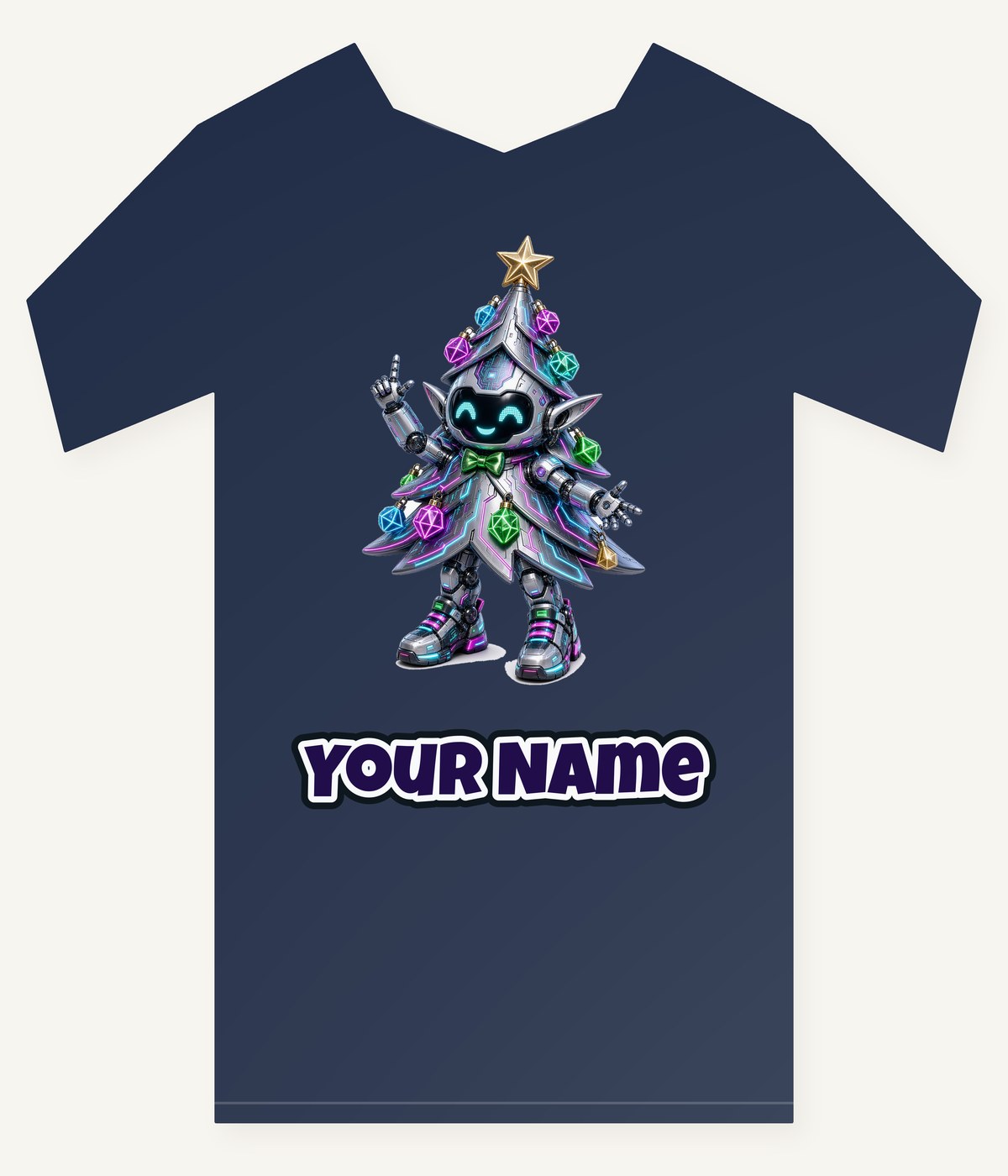 Cyber Christmas Tree Personalised Kids and Baby Christmas Tee