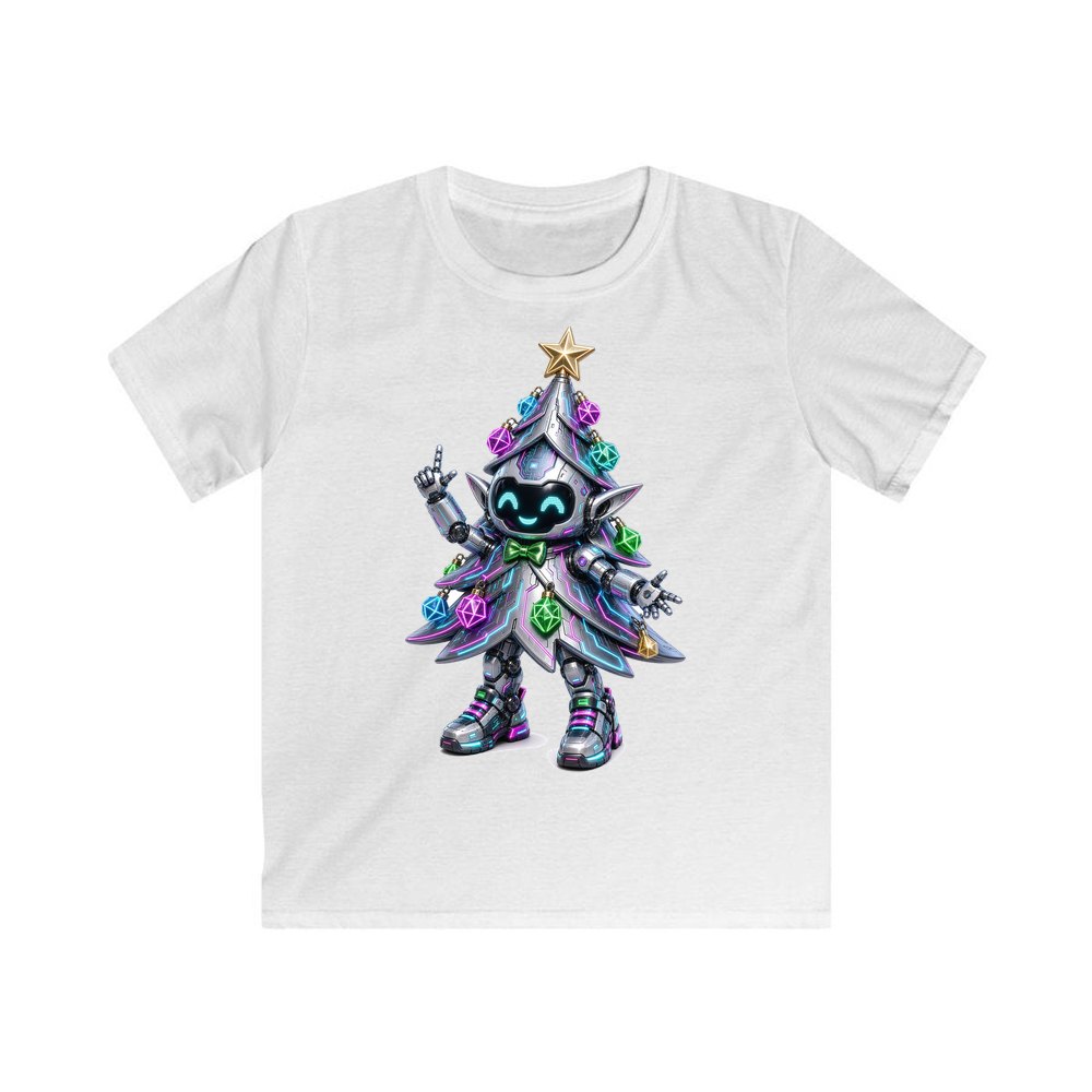 Cyber Christmas Tree personalised kids Christmas tee in white