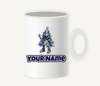 Cyber Christmas Tree Personalised Christmas Mug