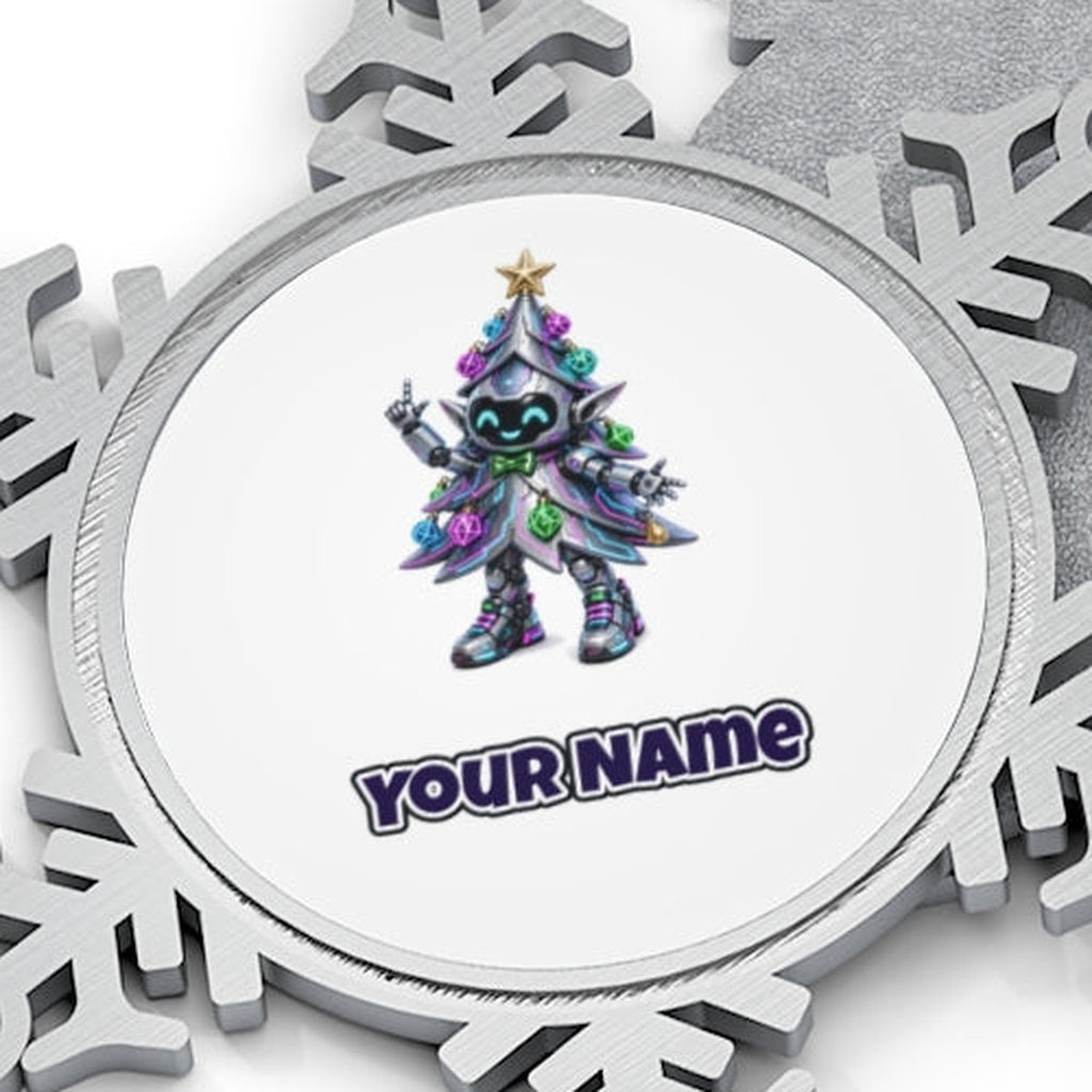 Cyber Christmas Tree Personalised Pewter Christmas Ornament