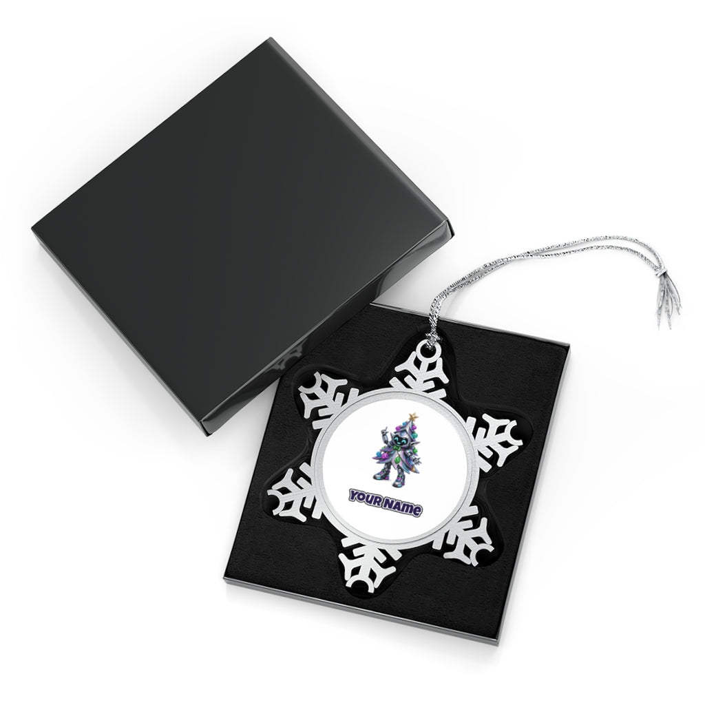 Cyber Christmas Tree Personalised Pewter Christmas Ornament
