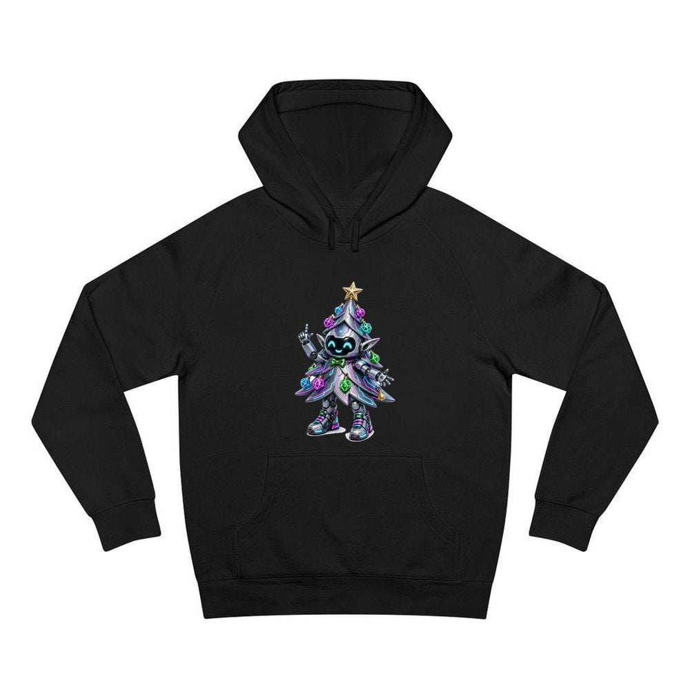 Cyber Christmas Tree personalised Christmas hoodie in black