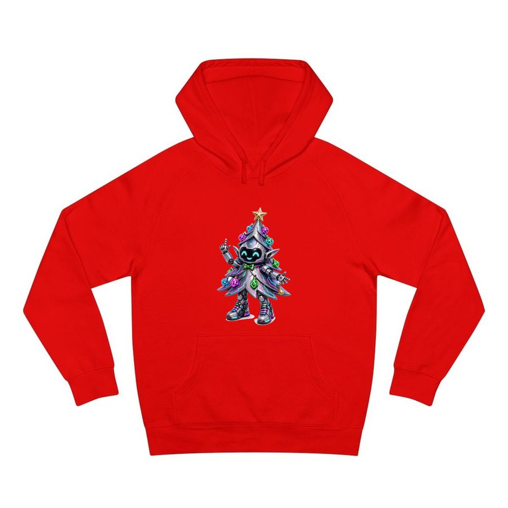 Cyber Christmas Tree personalised Christmas hoodie in red