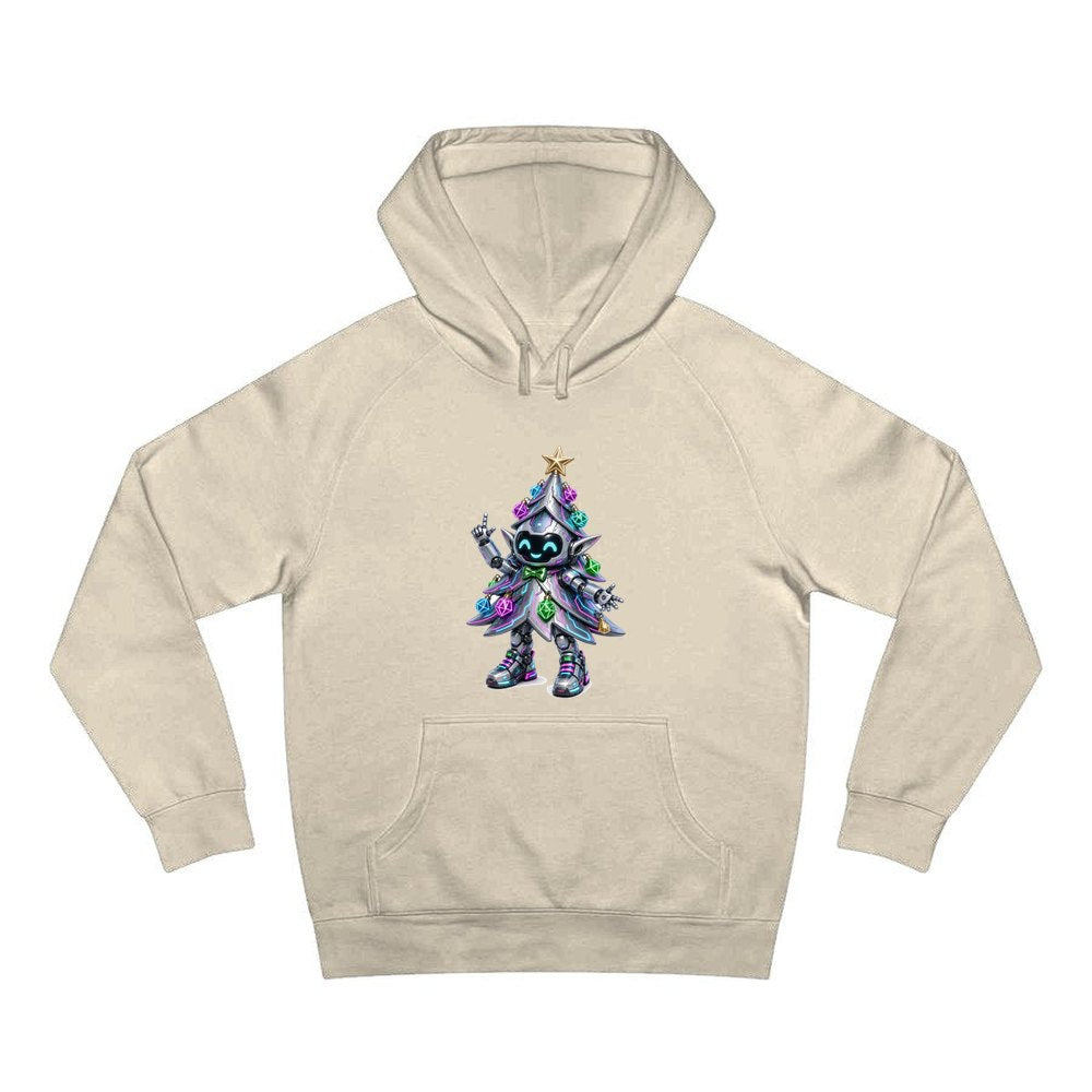 Cyber Christmas Tree personalised Christmas hoodie in sand
