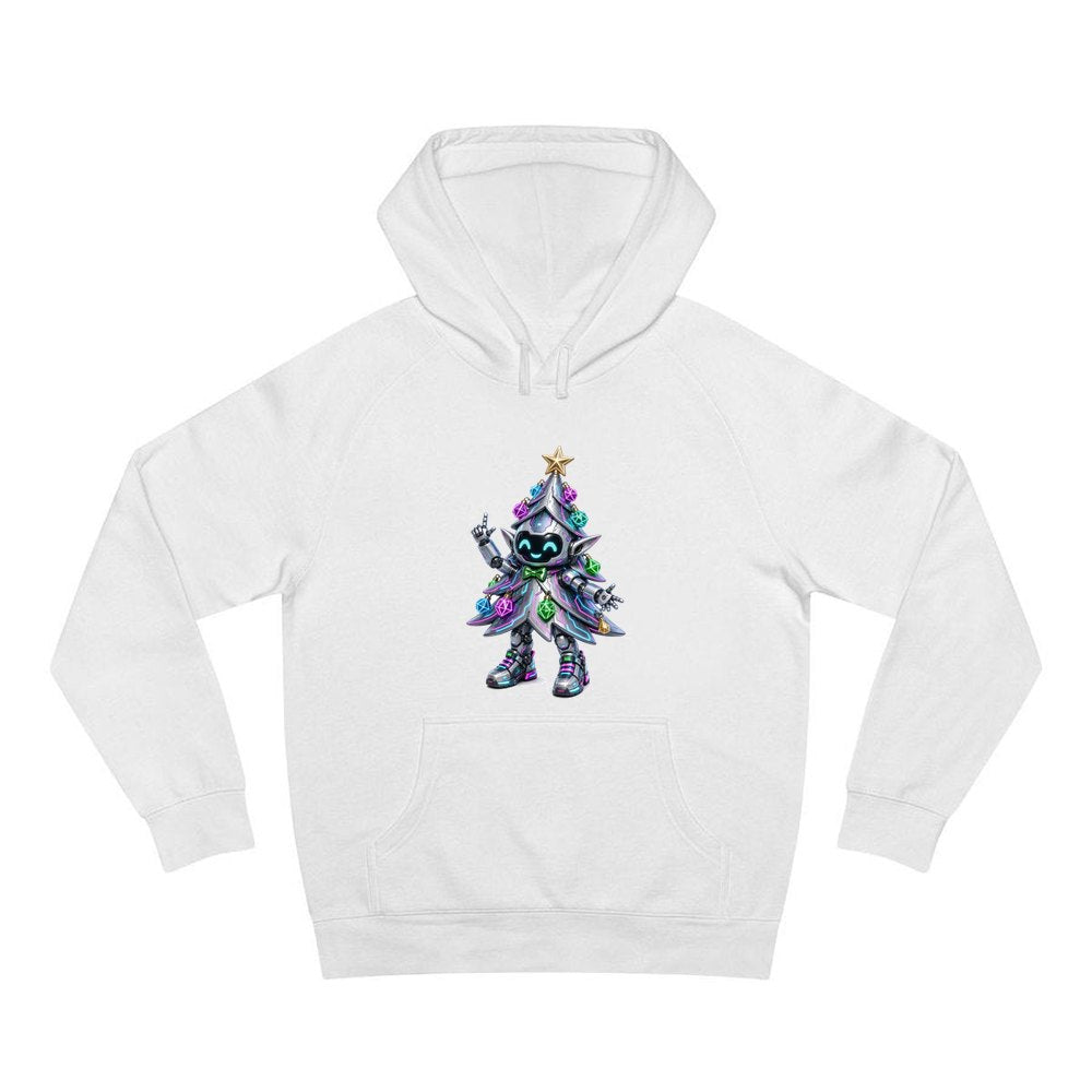 Cyber Christmas Tree personalised Christmas hoodie in white
