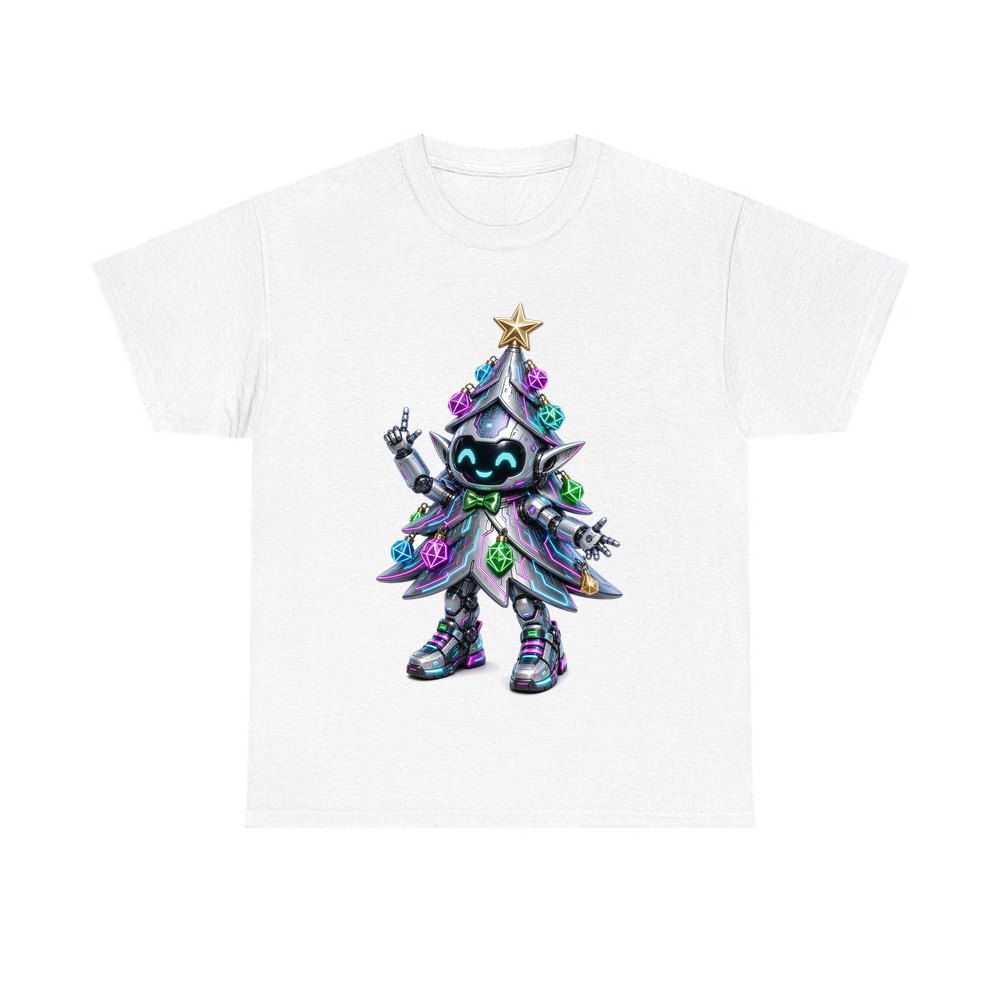 Cyber Christmas Tree personalised Christmas T-shirt in white