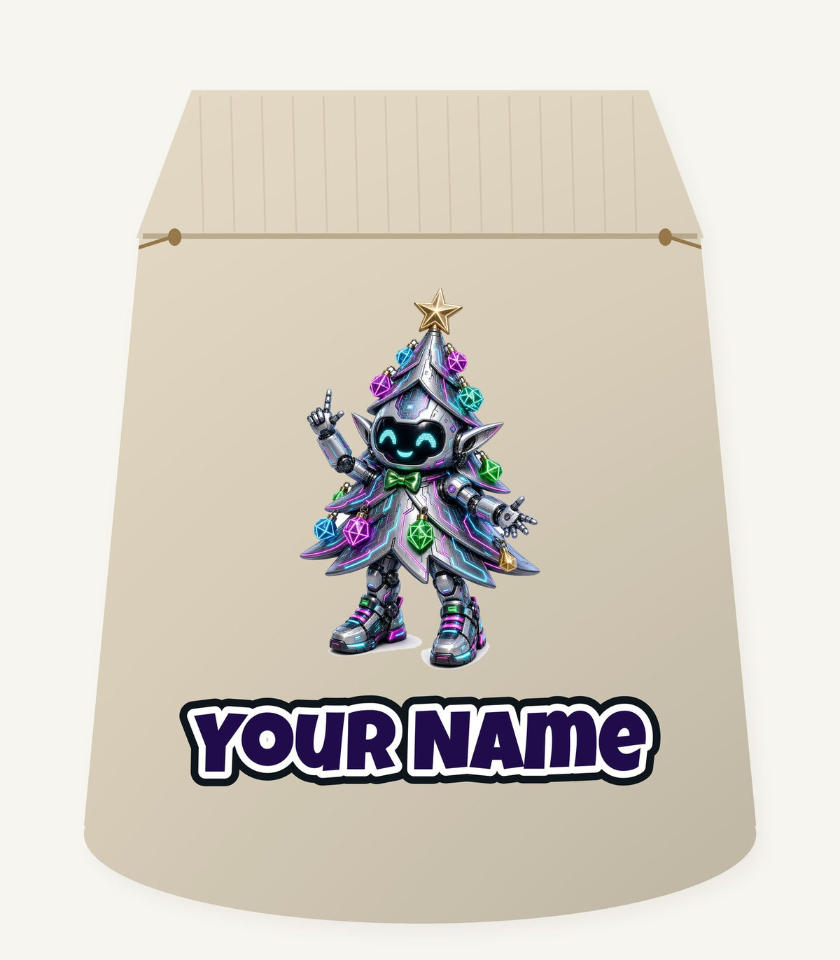 Cyber Christmas Tree Personalised Santa Sack