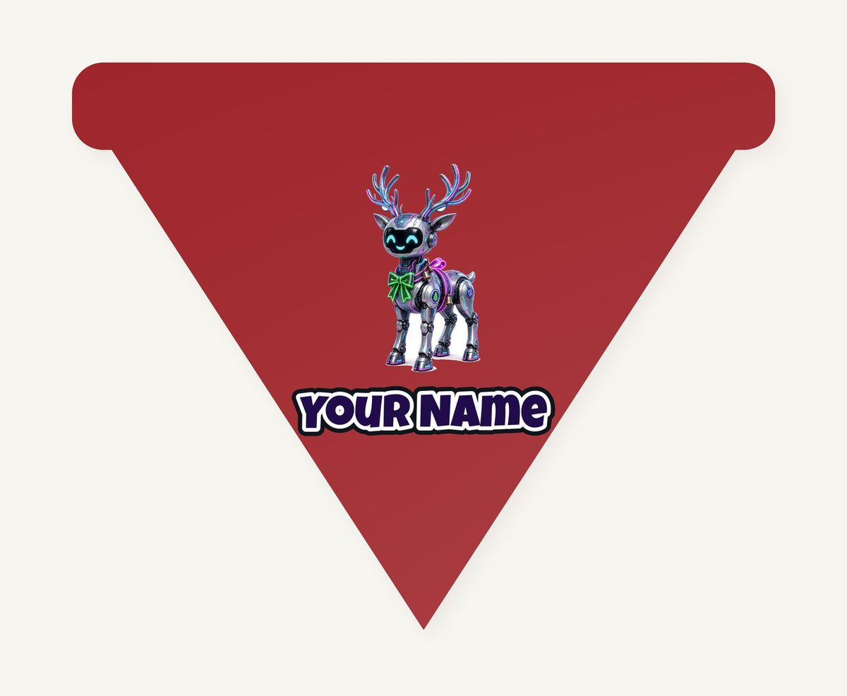 Cyber Reindeer Personalised Christmas Dog Bandana