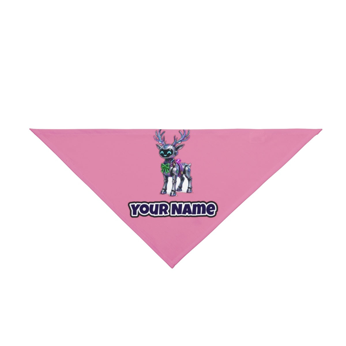 Cyber Reindeer personalised Christmas pet bandana in pink, tie-on style