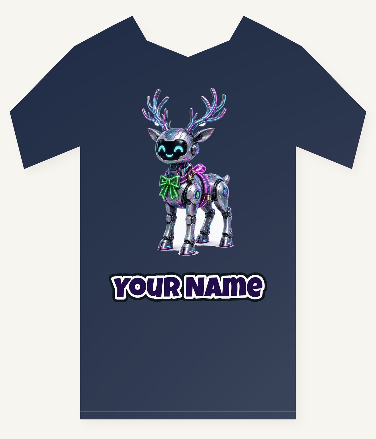 Cyber Reindeer Personalised Kids and Baby Christmas Tee
