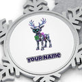 Cyber Reindeer Personalised Pewter Christmas Ornament
