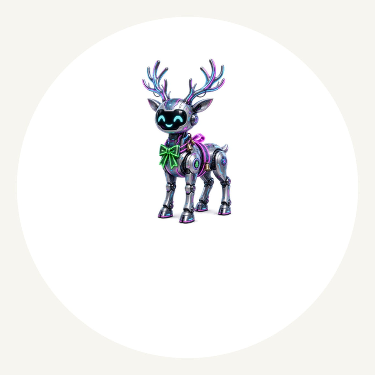 Cyber Reindeer Personalised Pewter Christmas Ornament
