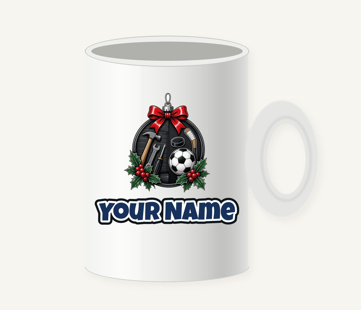 Dad's Tools And Sports Bauble Personalised Christmas Mug