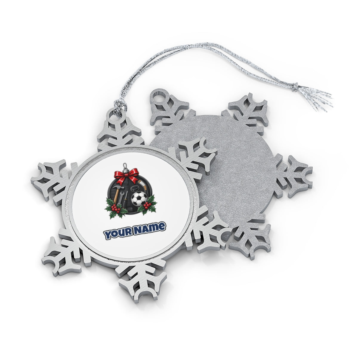 Dad's Tools And Sports Bauble Personalised Pewter Christmas Ornament