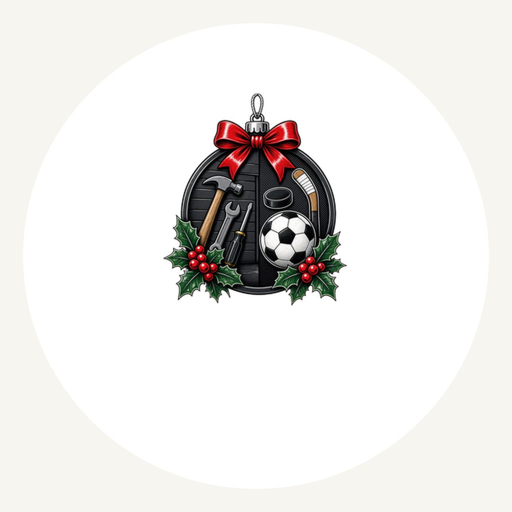 Dad's Tools And Sports Bauble Personalised Pewter Christmas Ornament