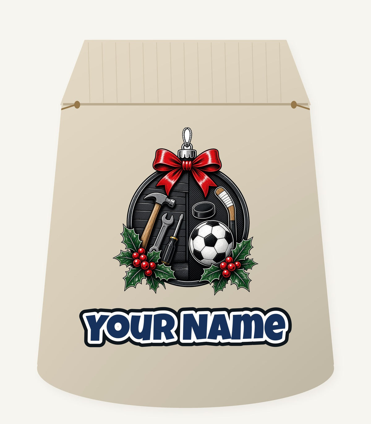 Dad's Tools And Sports Bauble Personalised Santa Sack