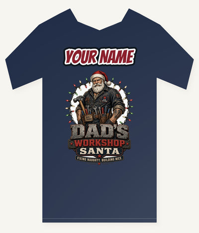 Dad's Workshop Santa Personalised Kids Tee and Baby Bodysuit