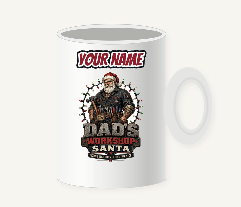Dad's Workshop Santa Personalised Christmas Mug