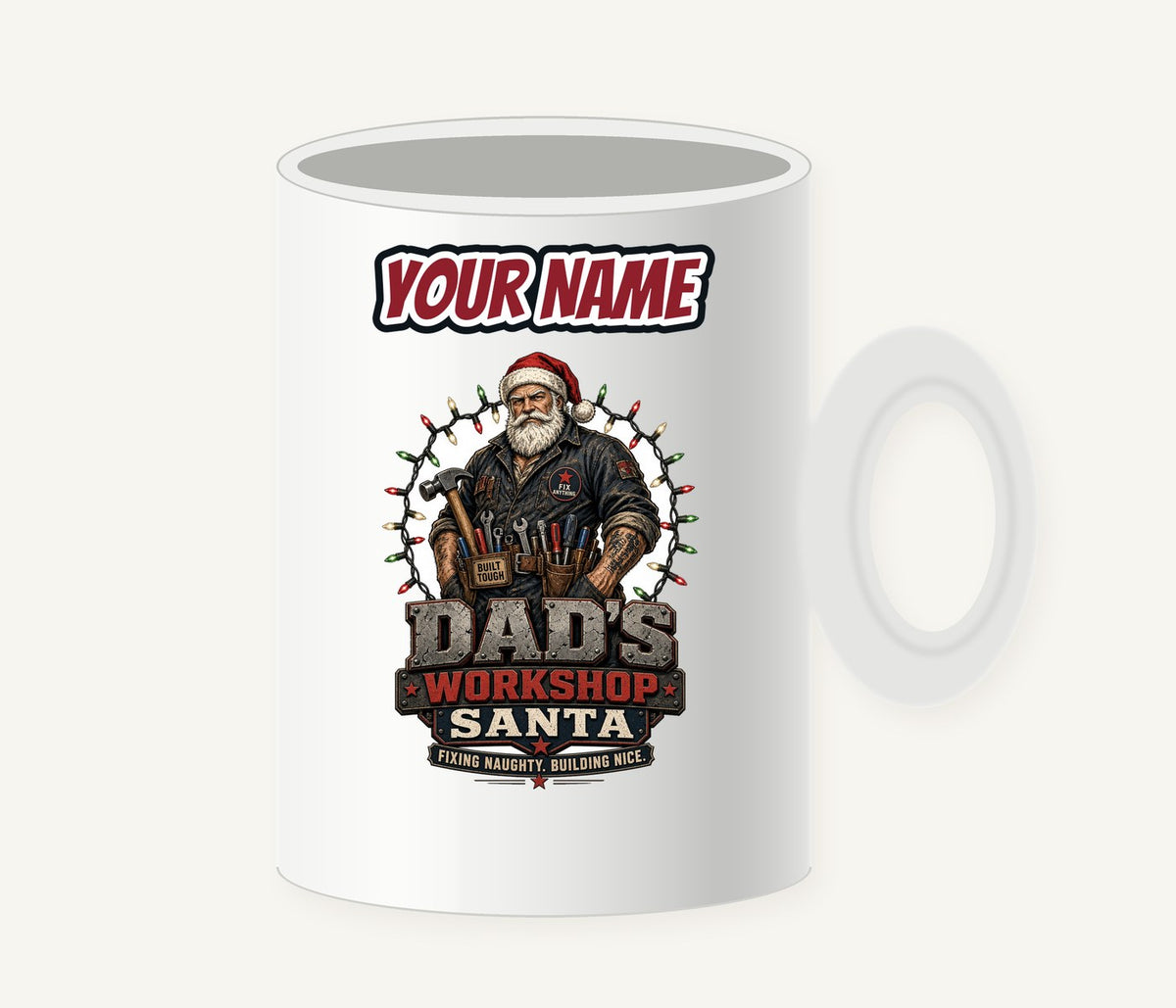 Dad's Workshop Santa Personalised Christmas Mug