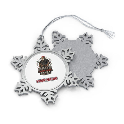 Dad's Workshop Santa Personalised Pewter Christmas Ornament