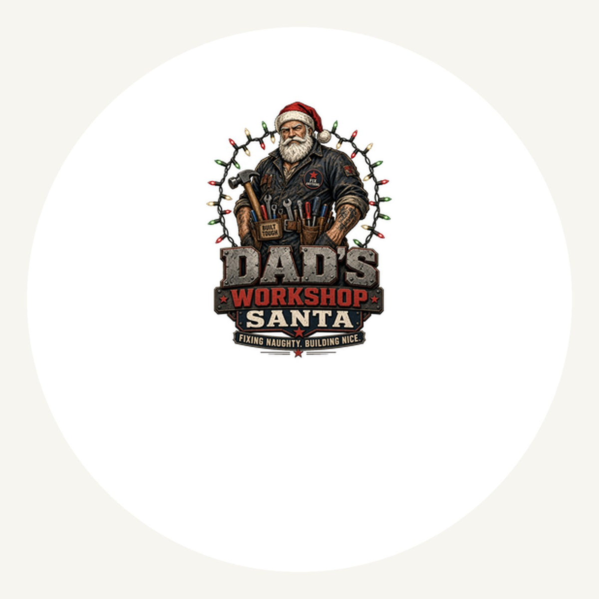 Dad's Workshop Santa Personalised Pewter Christmas Ornament