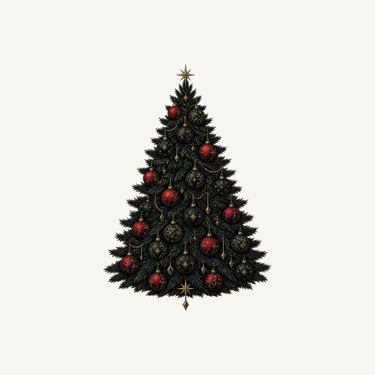 Dark Moody Christmas Tree Personalised Kids Tee and Baby Bodysuit