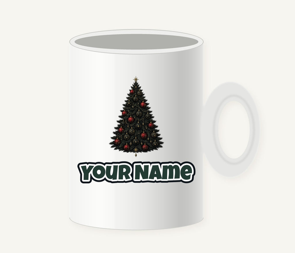 Dark Moody Christmas Tree Personalised Christmas Mug