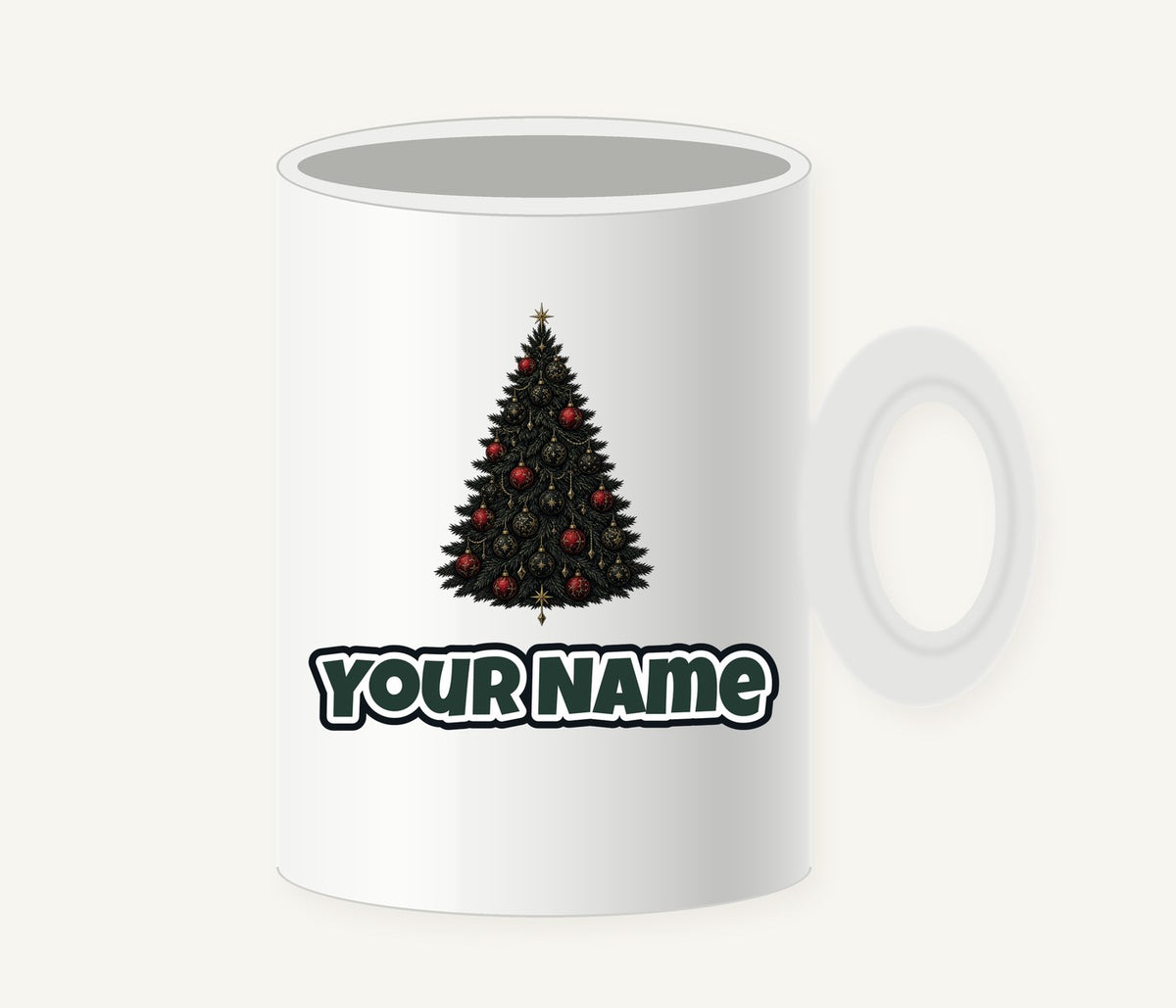 Dark Moody Christmas Tree Personalised Christmas Mug